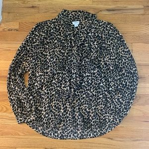 J Crew Leopard print button front blouse